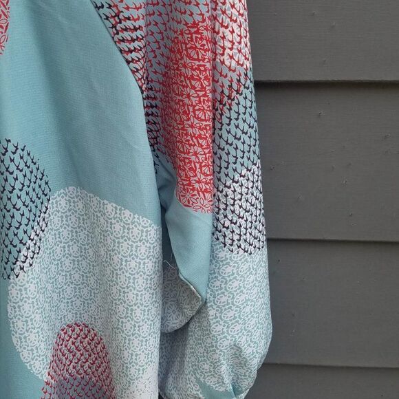 Renee C Boho circle Print Peasant BlouseSize Large - Picture 8 of 10